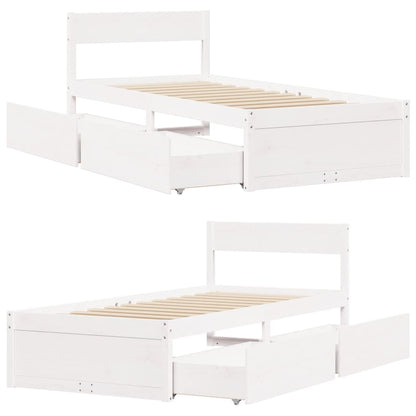 Bed Frame without Mattress White 90x190 cm Single Solid Wood Pine