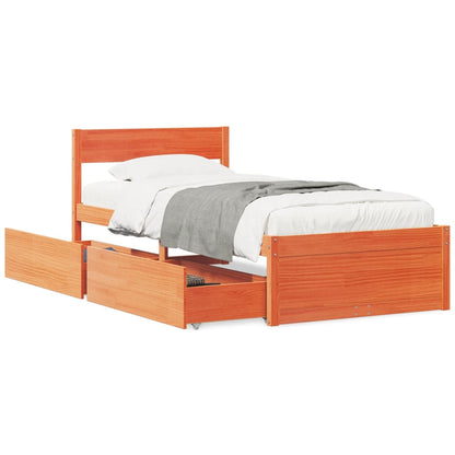 Bed Frame without Mattress Wax Brown 90x190 cm Single Solid Wood Pine