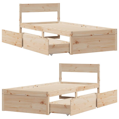Bed Frame without Mattress 75x190 cm Small Single Solid Wood Pine