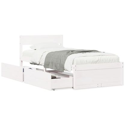 Bed Frame without Mattress White 75x190 cm Small Single Solid Wood Pine