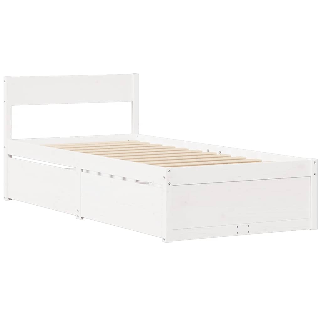 Bed Frame without Mattress White 75x190 cm Small Single Solid Wood Pine