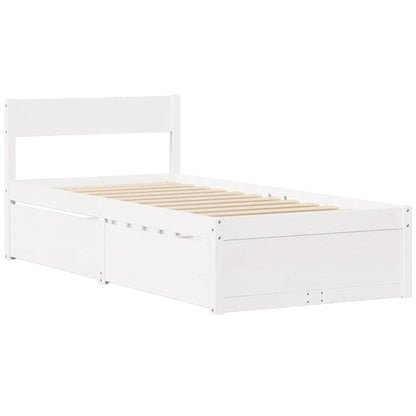 Bed Frame without Mattress White 75x190 cm Small Single Solid Wood Pine
