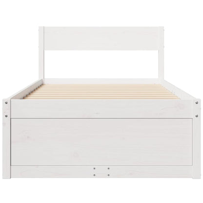 Bed Frame without Mattress White 75x190 cm Small Single Solid Wood Pine