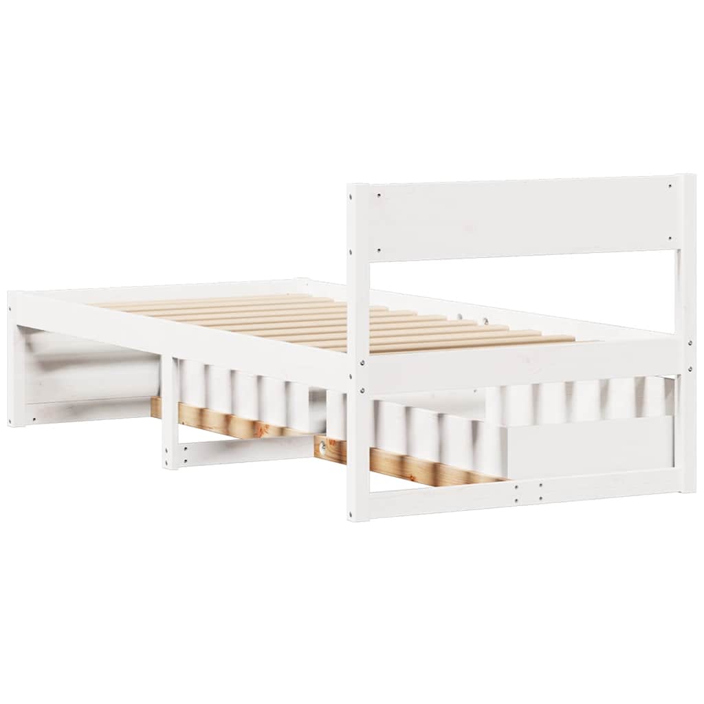 Bed Frame without Mattress White 75x190 cm Small Single Solid Wood Pine