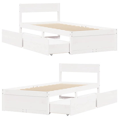 Bed Frame without Mattress White 75x190 cm Small Single Solid Wood Pine