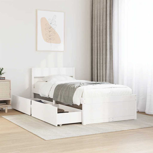 Bed Frame without Mattress White 75x190 cm Small Single Solid Wood Pine