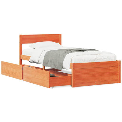 Bed Frame without Mattress Wax Brown 75x190 cm Small Single Solid Wood Pine