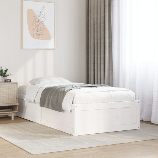 Bed Frame without Mattress White 100x200 cm Solid Wood Pine