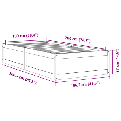 Bed Frame without Mattress Wax Brown 100x200 cm Solid Wood Pine