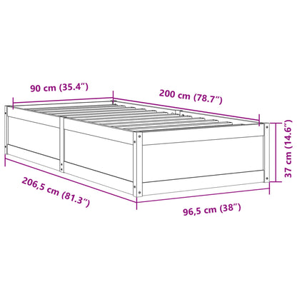 Bed Frame without Mattress 90x200 cm Solid Wood Pine