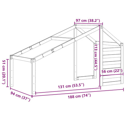Kids' Bed Roof 188x97x113 cm Solid Wood Pine