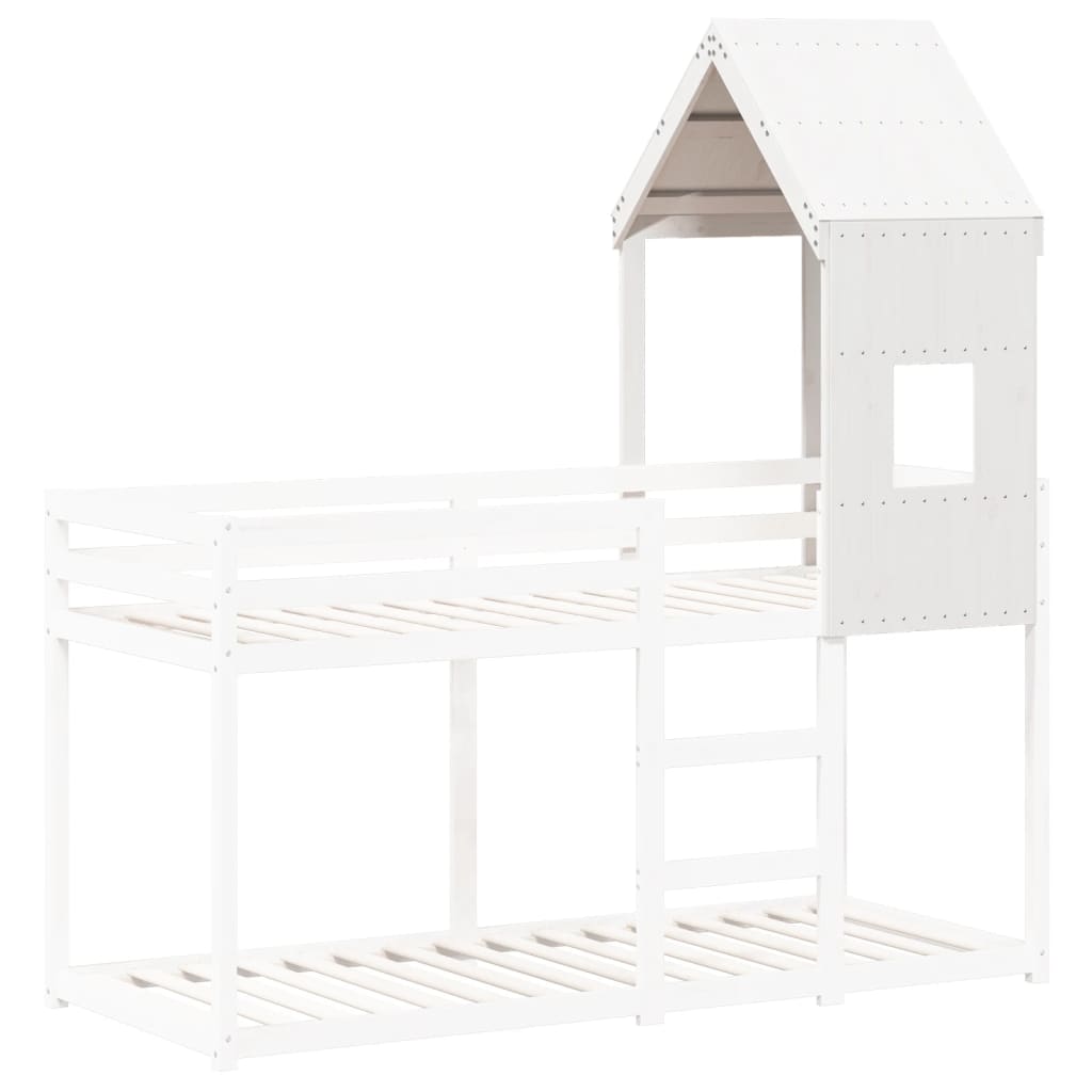 Kids' Bed Roof White 60x99x139.5 cm Solid Wood Pine