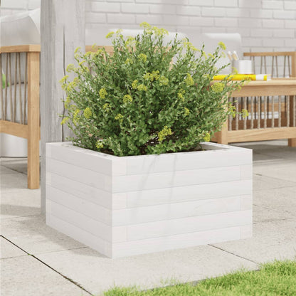 Garden Planter White 40x40x23 cm Solid Wood Pine