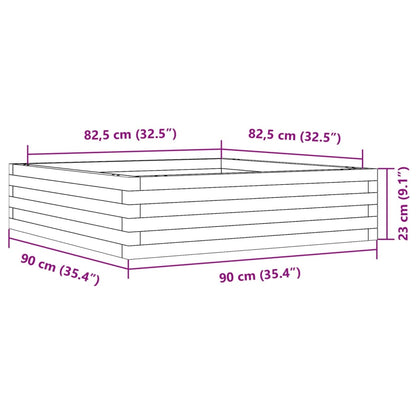 Garden Planter White 90x90x23 cm Solid Wood Pine