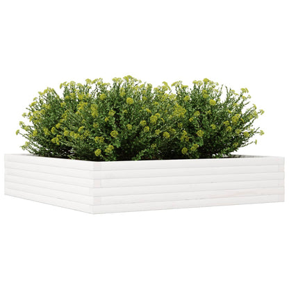 Garden Planter White 110x110x23 cm Solid Wood Pine