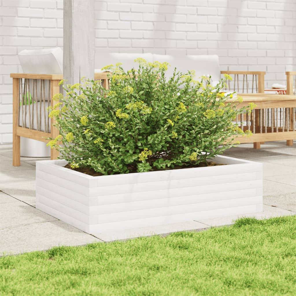 Garden Planter White 90x60x23 cm Solid Wood Pine