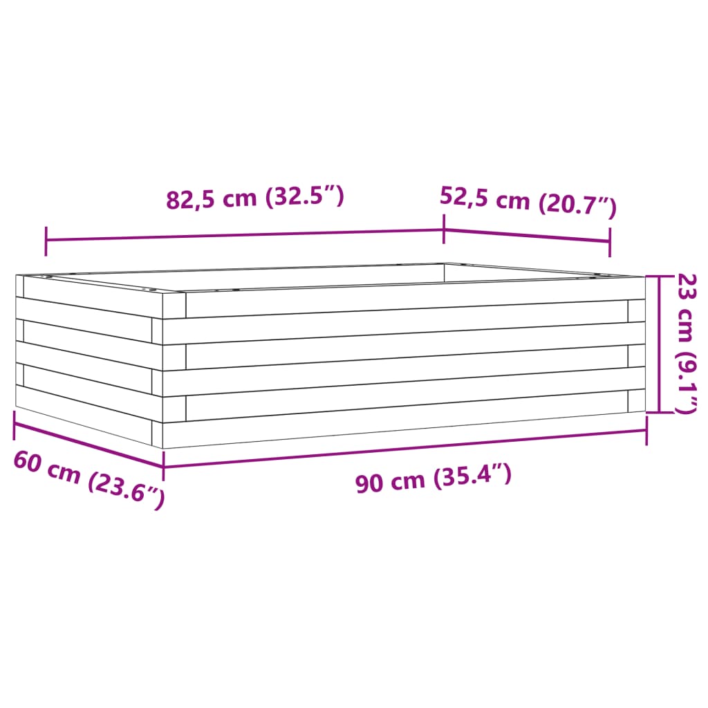 Garden Planter White 90x60x23 cm Solid Wood Pine