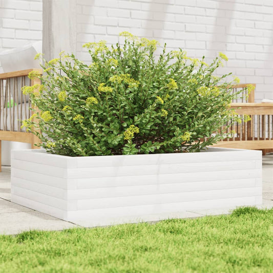 Garden Planter White 90x60x23 cm Solid Wood Pine