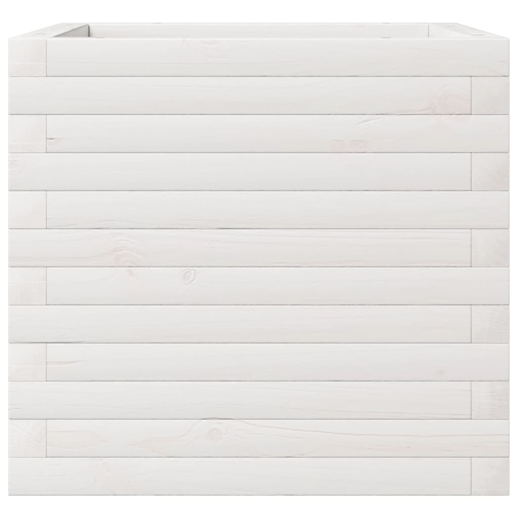 Garden Planter White 50x50x45.5 cm Solid Wood Pine