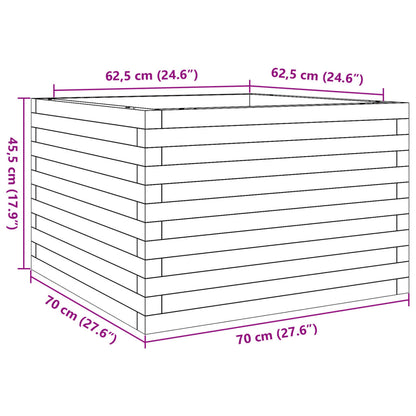 Garden Planter White 70x70x45.5 cm Solid Wood Pine
