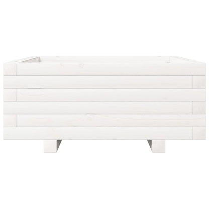 Garden Planter White 60x60x26.5 cm Solid Wood Pine