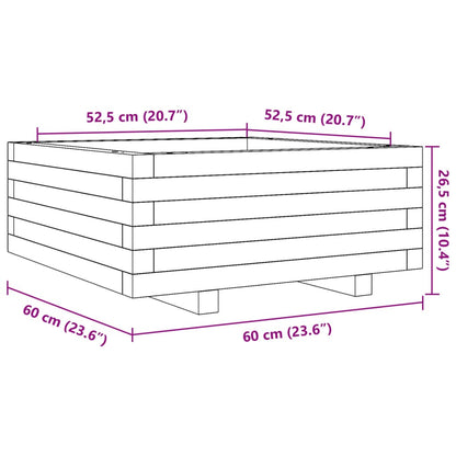 Garden Planter Wax Brown 60x60x26.5 cm Solid Wood Pine