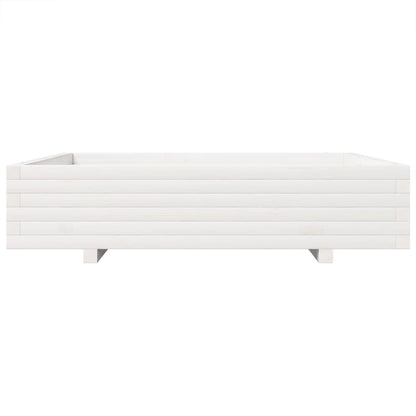Garden Planter White 110x110x26.5 cm Solid Wood Pine