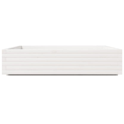 Garden Planter White 110x110x26.5 cm Solid Wood Pine