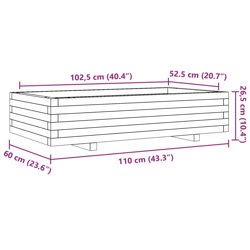 Garden Planter 110x60x26.5 cm Solid Wood Pine