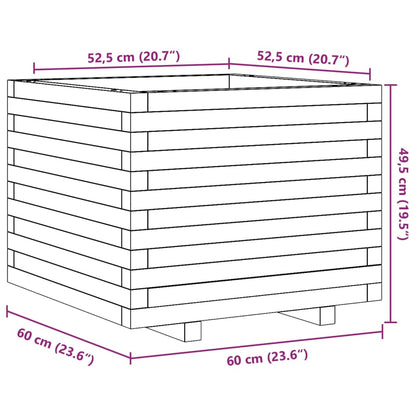 Garden Planter White 60x60x49.5 cm Solid Wood Pine