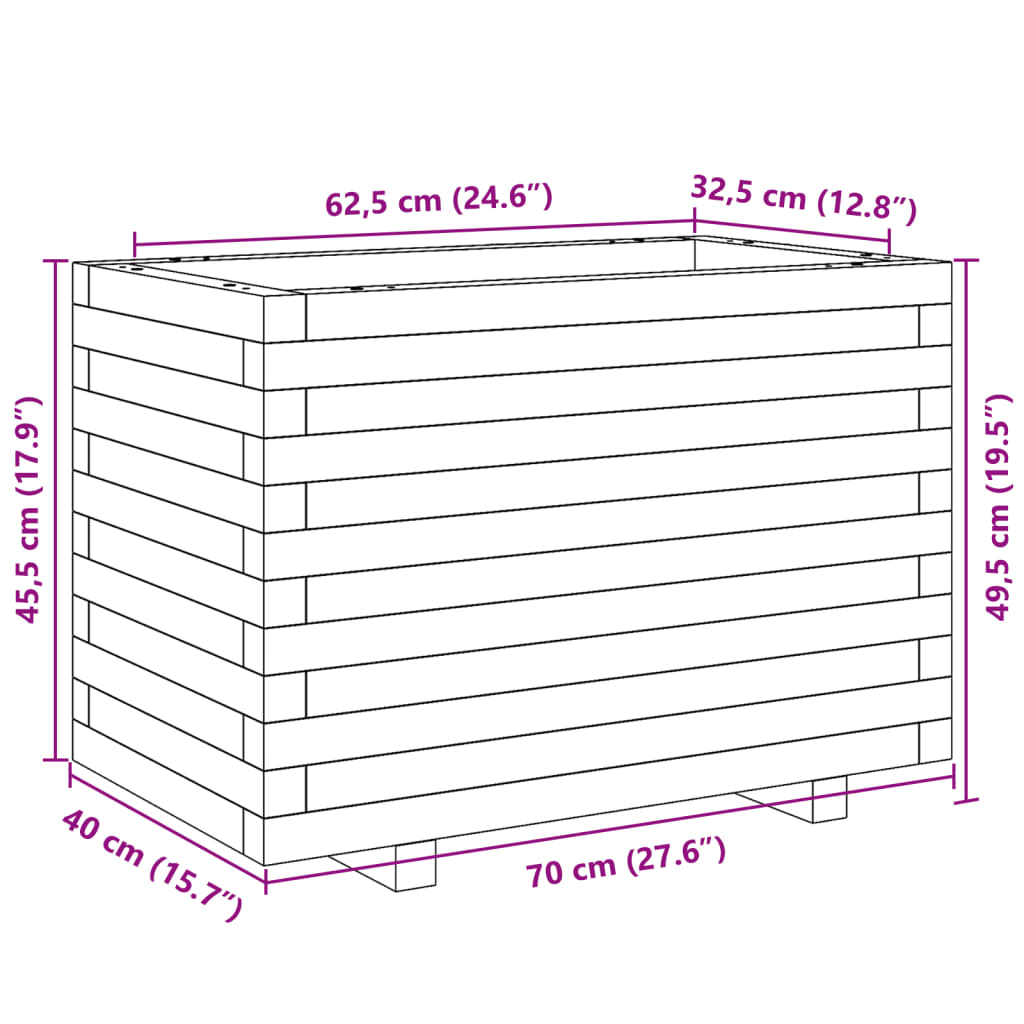 Garden Planter 70x40x49.5 cm Solid Wood Douglas