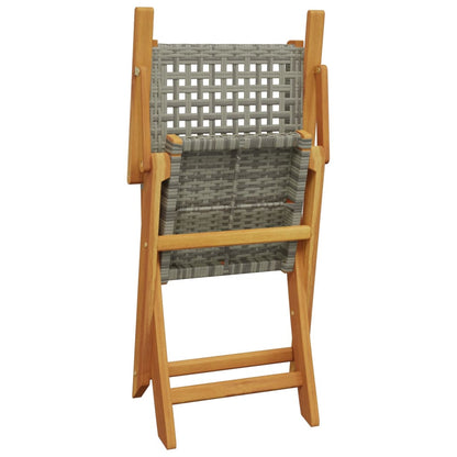 5 Piece Garden Dining Set Grey Poly Rattan and Solid Wood