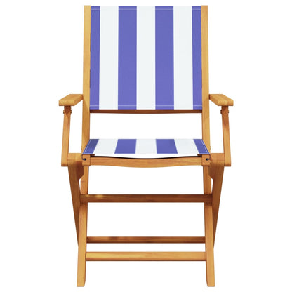 5 Piece Garden Dining Set Blue and White Fabric and Solid Wood
