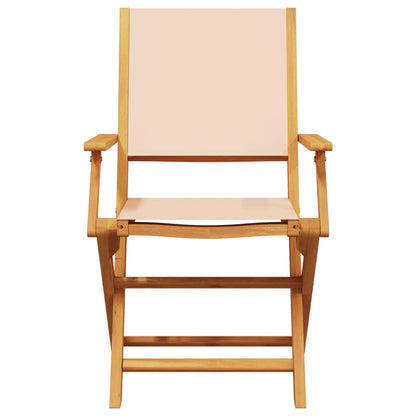 7 Piece Garden Dining Set Beige Fabric and Solid Wood