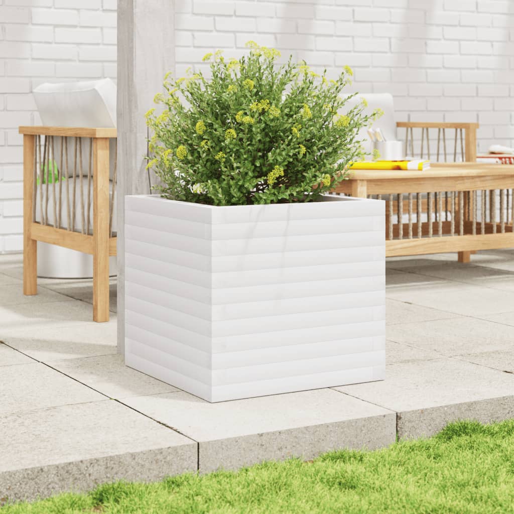 Garden Planter White 50x50x46 cm Solid Wood Pine