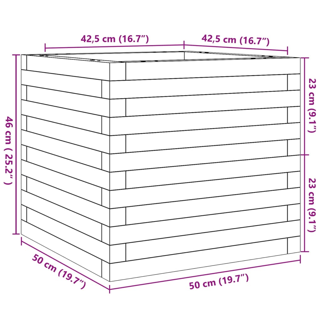 Garden Planter White 50x50x46 cm Solid Wood Pine
