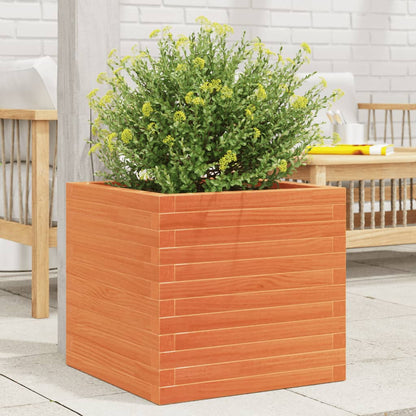 Garden Planter Wax Brown 50x50x46 cm Solid Wood Pine