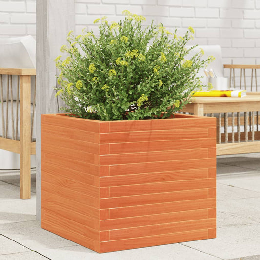 Garden Planter Wax Brown 50x50x46 cm Solid Wood Pine