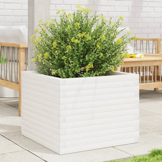 Garden Planter White 60x60x46 cm Solid Wood Pine