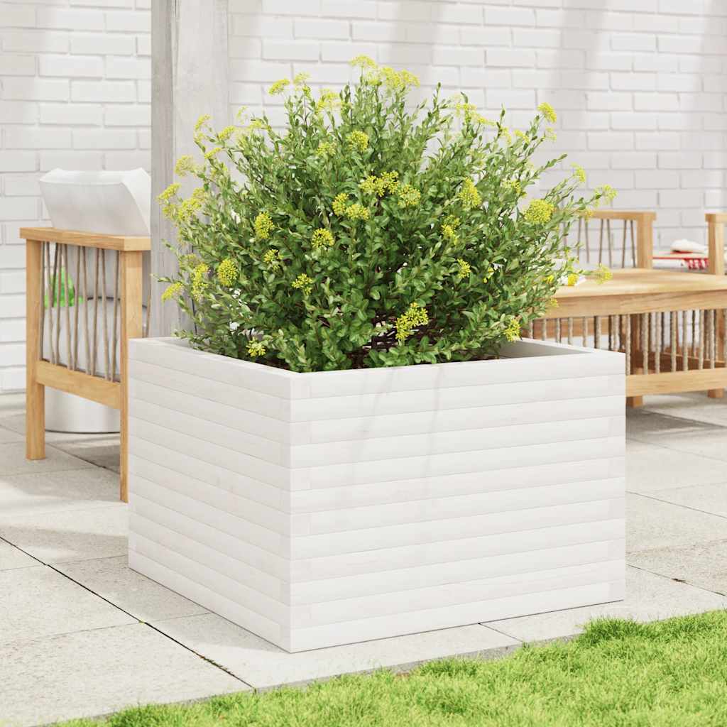 Garden Planter White 70x70x46 cm Solid Wood Pine