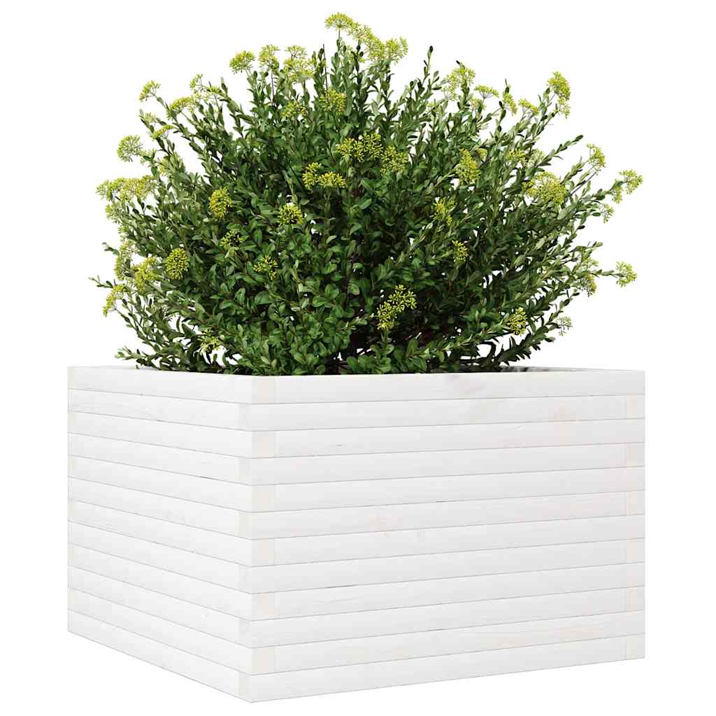 Garden Planter White 70x70x46 cm Solid Wood Pine
