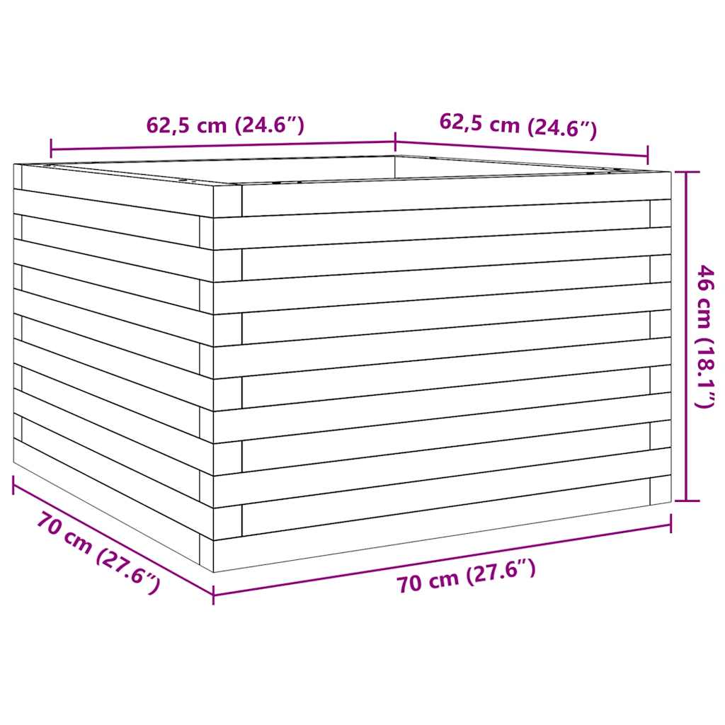 Garden Planter White 70x70x46 cm Solid Wood Pine