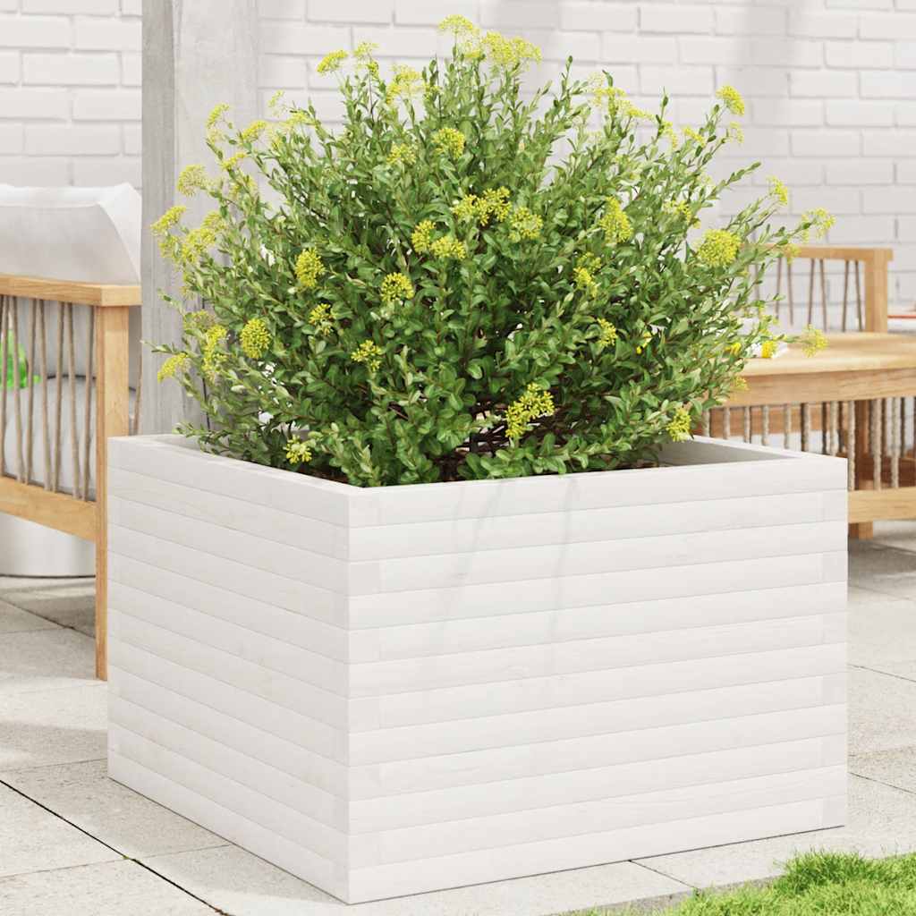 Garden Planter White 70x70x46 cm Solid Wood Pine