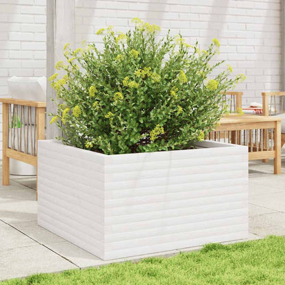 Garden Planter White 80x80x46 cm Solid Wood Pine