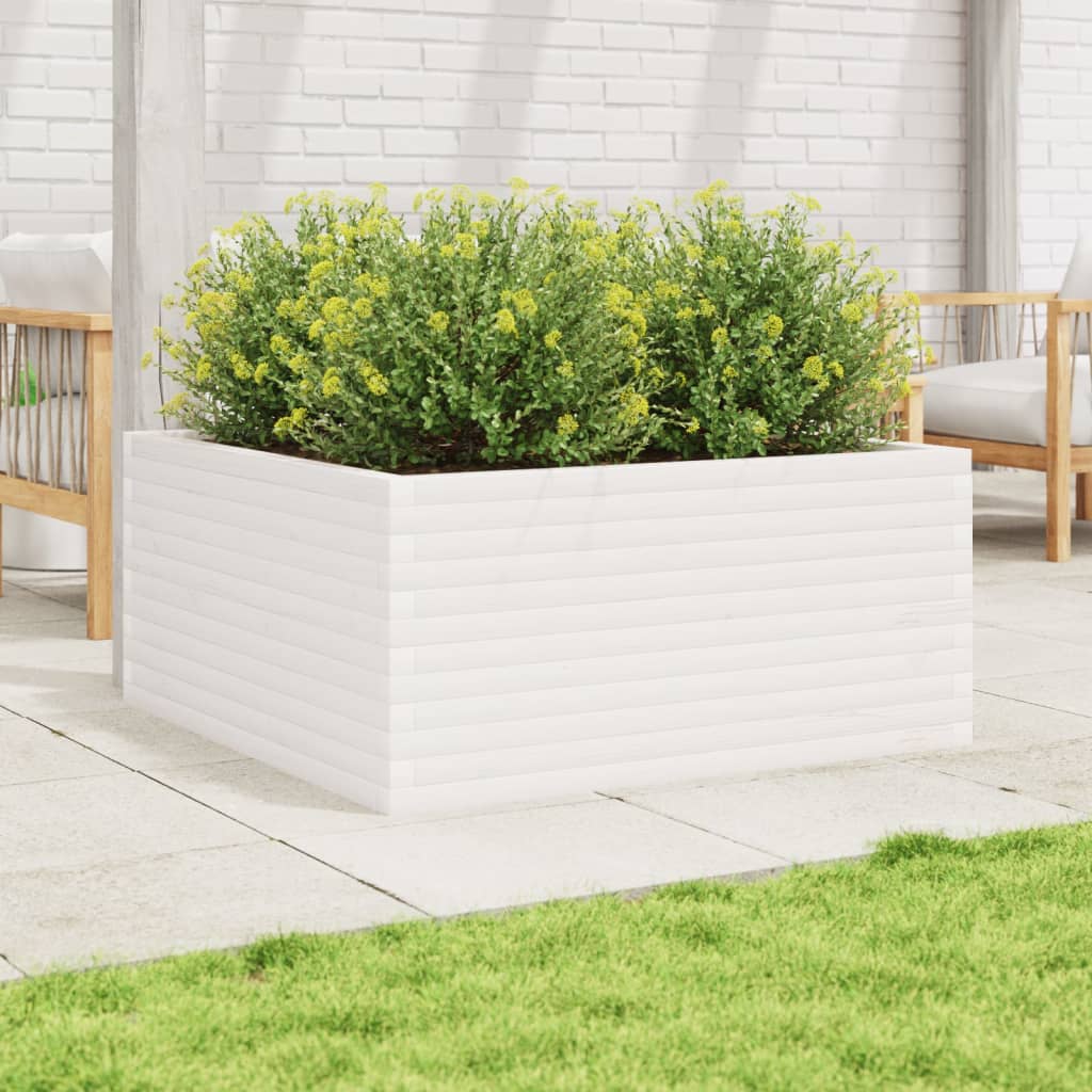 Garden Planter White 100x100x46 cm Solid Wood Pine