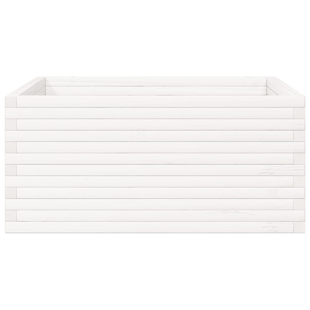 Garden Planter White 100x100x46 cm Solid Wood Pine