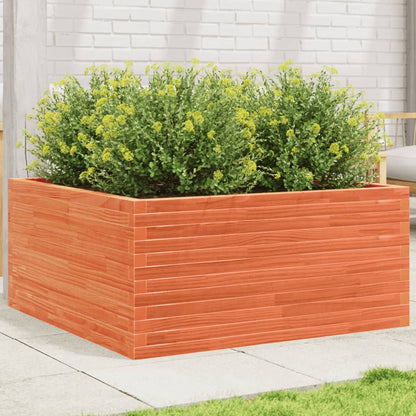 Garden Planter Wax Brown 100x100x46 cm Solid Wood Pine