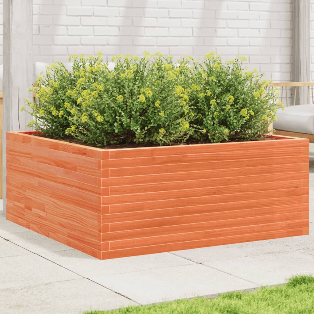 Garden Planter Wax Brown 110x110x46 cm Solid Wood Pine