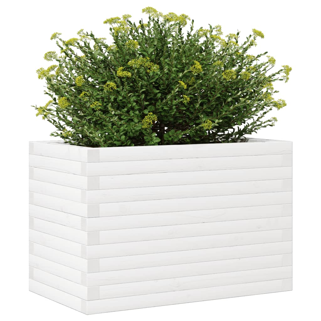 Garden Planter White 70x40x46 cm Solid Wood Pine