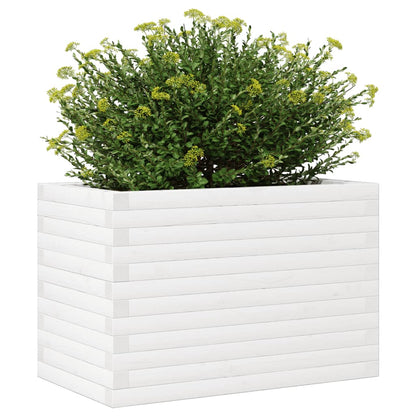 Garden Planter White 70x40x46 cm Solid Wood Pine